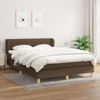Cama box spring suave con colchón marrón oscuro 140x200 cm Tela