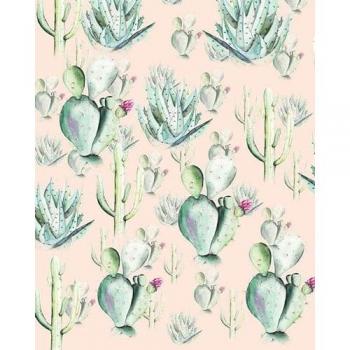 Papel pintado no tejido Komar, tamaño 200 x 250 cm, ancho de tira 100 cm, diseño cactus rosa