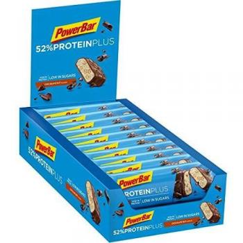 PowerBar 52% Protein Plus Low Sugar Chocolate Nut Bars (20x50g)