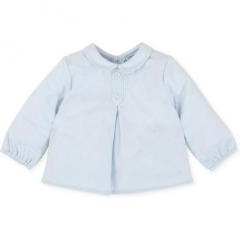 Camisa de bebé niño Tutto Piccolo en azul porcelana de viyela