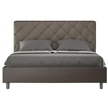 Cama Matrimonial Priya 160x200 cm Símil Piel Capuchino con Base Acolchada