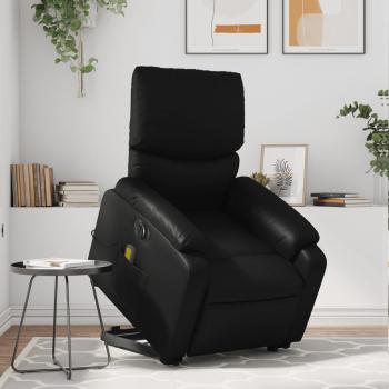Sillón de masaje elevable eléctrico de cuero sintético en negro, crema y marrón - Sillón cómodo para dormitorio, silla relax y sofá