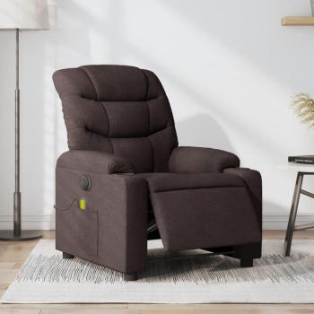 Sillón reclinable de masaje eléctrico tela marrón oscuro Vidaxl 159135