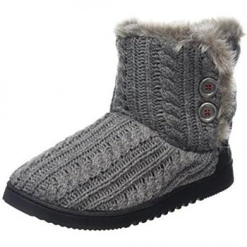 DearfoamsCable Knit Two-button Boot With Memory Foam - Zapatillas bajas para mujer, color gris