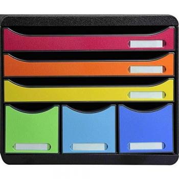 Exacompta 306798D - Caja organizadora, 6 cajones, color multicolor