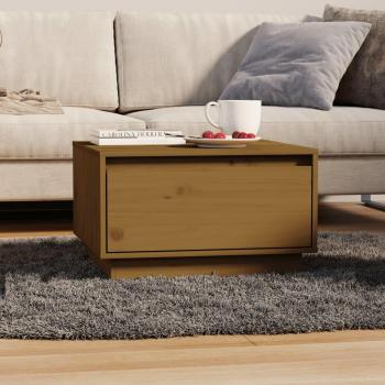 Mesa de centro de madera maciza de pino marrón miel 55x56x32 cm