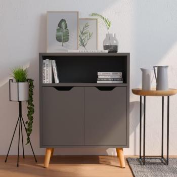 Armario de madera multicapa gris 60x30x72 cm