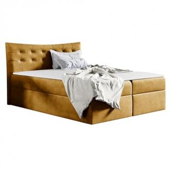 Cama Continental Baltimore 157 Doble Tapizada Amarilla con Somier - 200x200 cm
