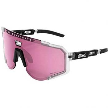 Gafas de sol polarizadas Scicon Aeroscope Crystal negro con lente espejada rosa CAT3