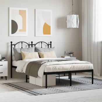 Estructura de cama con cabecero metal negro 120x190 cm, incluye cabecero de metal negro, dimensiones 120x190 cm