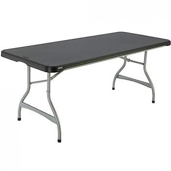Mesa Plegable Lifetime 182 x 73,5 x 76 cm Acero Plástico Ultrarresistente Negra para Exterior e Interior, Ideal para Jardín, Terraza, Eventos y Catering