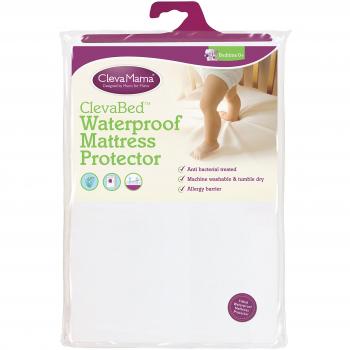 ClevaMama ClevaBed Protector de colchón Impermeable, bareja para Cama Simple. Hipoalergénico y Transpirable, Blanco, 90 x 190 cm