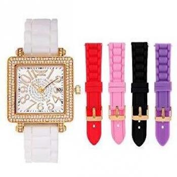 Aviator avw3074l68zwatch for women white rubber strap