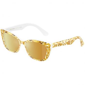 Dolce & Gabbana DX4427 Kids' Cat Eye Sunglasses Yellow Brown Mirrored 49mm