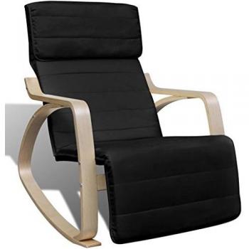 vidaXL Mecedora Ajustable con Reposabrazos Negra Silla Balancín de Hogar Salón