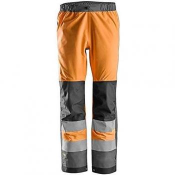 Pantalón de trabajo impermeable alta visibilidad Clase 2 Snickers AllroundWork naranja/gris talla 50