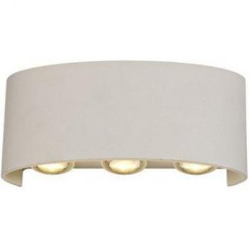 Aplique de jardín Leoni Sable blanco 6 bombillas 8cm, iluminación ascendente y descendente, LED, 6W, 3000K, blanco arena, 500 lm, IP54