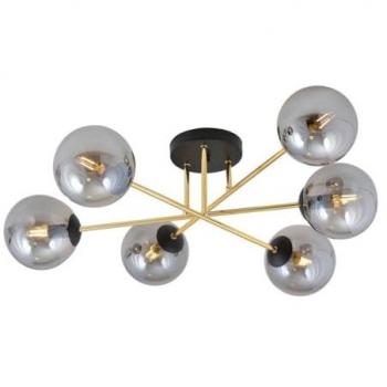 Lámpara de Techo Magnum EPIKASA, Acero con Recubrimiento de Polvo, Vidrio, Negro/Oro/Gris, 55x23x75 cm