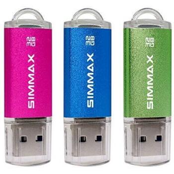 SIMMAX Memoria Flash USB 32GB 3 Piezas Pen Drive USB 2.0 Flash Drive Almacenamiento Externo Thumb Drive