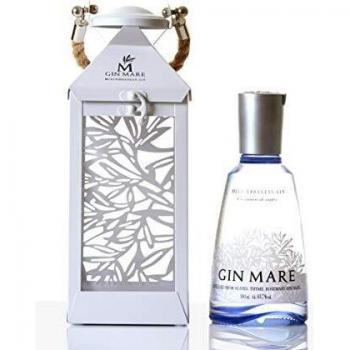 Gin Mare - Ginebra Premium Mediterránea con Botánicos Naturales, Botella de 700 ml, Presentado en Farolillo Metálico, Pack Regalo
