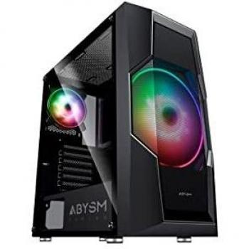 ABYSM Gaming Caja PC ATX Danube HRON Black con 1 Ventilador Frontal de 20 cm, 1 Ventilador Lateral de