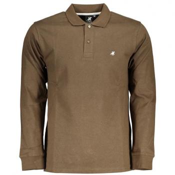 U.S. Polo Assn. Men's Elegant Long-Sleeved Brown Polo Shirt - Size XXL