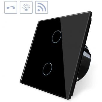 Interruptor táctil doble WiFI-Voz LEDBOX, negro