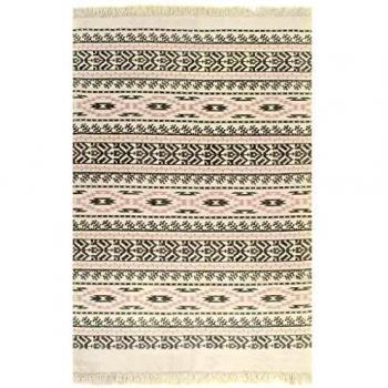 vidaXL Alfombra de Algodón Kilim con Estampado Gris/Rosa 120x180cm Decoración