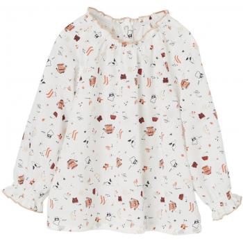 VERTBAUDET Conjunto de blusa estampada + falda de pana con tirantes para bebé niña Blanco claro estampado 18M-81CM
