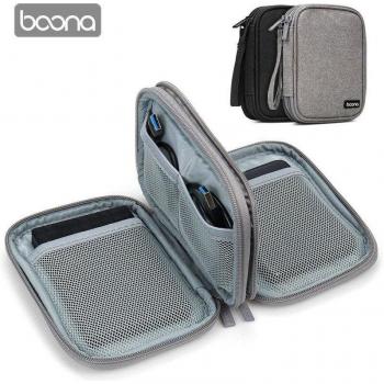 Funda BOONA Oxford para Disco Duro 2.5 con Cable USB, Bolsa de Almacenamiento Externa para HDD/SSD en Color Gris