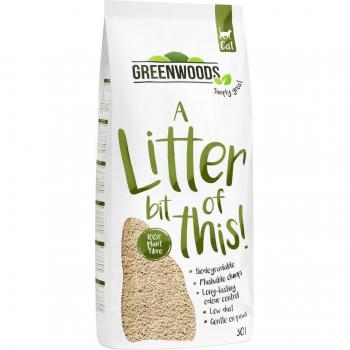 Greenwoods Natural Clay Clumping Cat Litter - 30L (approx. 12.9kg)