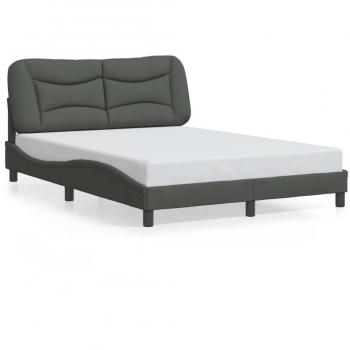 Cama solar de tela gris oscuro 140x200 cm sin colchón con estructura y cabecero Vidaxl