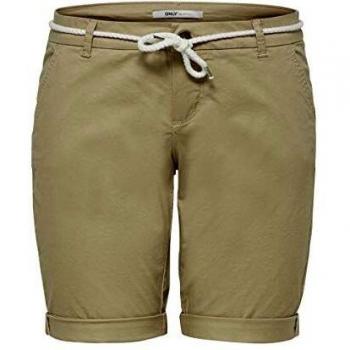 Only Onlparis L Long Chi Belt Shorts Pnt Noos Pantalones Cortos, Beige