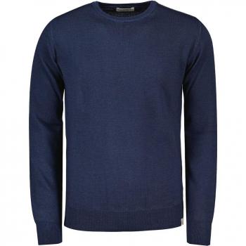 Roy Roger's Men's Blue Merino Wool Round-neck Knit Sweater, Size S