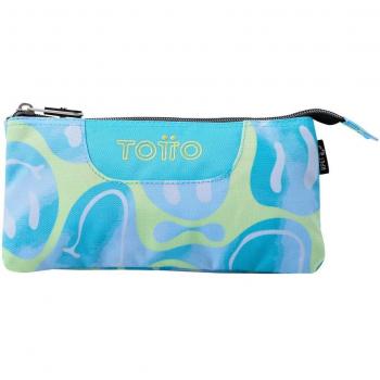 Estuche Totto Tablero escolar eco-friendly tres compartimentos color azul Happy Flow