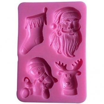 LYNCH Serie de Navidad herramientas de formas de cocción de silicona molde de cocción la pasta de azúcar Moldes,Rosa