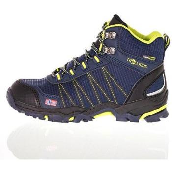 Trollkids Zapatos Impermeables Corte Medio Trolltunga para niños, Color Azul Marino/Verde víbora Talla 3; 2-3 años