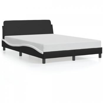 Black and White Faux Leather Double Bed Frame without Mattress 137x190 cm