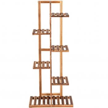 Costway Estante Porta Plantas de Madera 6 Niveles Antivuelco para 7 Macetas Flores Suculentas Marrón 50 x 21 x 124 cm