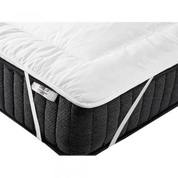 Colchón Topper de Microfibra Blanco Super King Size 180 x 200 cm 4 cm de Grosor
