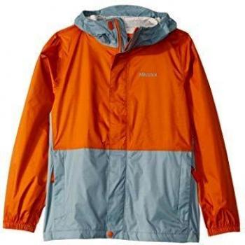 Marmot Boy's PreCip Eco Chaqueta, Niños, Blue Granite/Hawaiian Sunset, Extra-Large