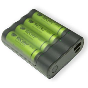 Cargador de Baterías y Powerbank GP Charge Anyway 2 en 1 con 4 Baterías AA de 2600mAh