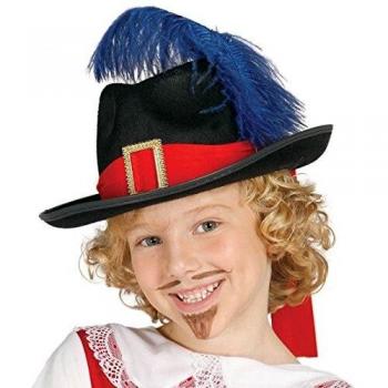 Guirca - Sombrero de mosquetero de fieltro, para niños, color negro