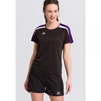 Erima Liga 2.0 Women's Short Sleeve T-shirt Black/Dark Violet/White