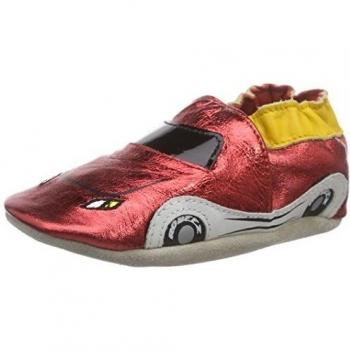 Robeez Rocar - pantuflas de cuero Bebé-Niñas, color rojo, talla 17/18