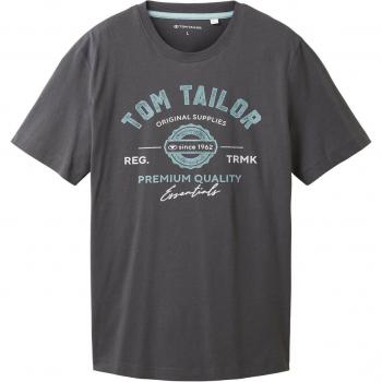 Camiseta de Hombre Tom Tailor Azul Marino de Manga Corta con Logo Estampado, Talla XXL