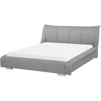 Cama de agua tapizada gris claro/plateado 180 x 200 cm con accesorios y cabecero moderno grande Nantes