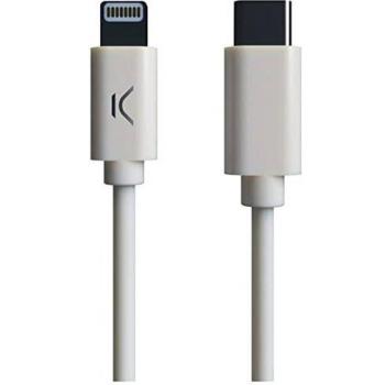Cable DE Datos Y Carga Tipo C A Lightning MFI 1M 3AMP Comp iPhone X, 8, 7, 6, 5, SE Blanco