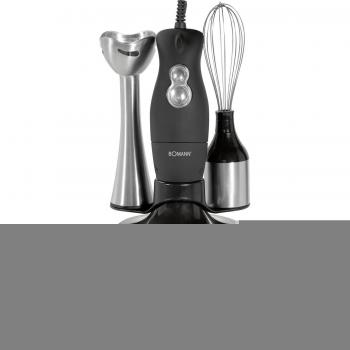 Bomann SMS 349 CB - Batidora de Mano y Varilla 3 en 1, Picadora Universal, Acero Inoxidable, 200W, Dos Velocidades, Color Negro