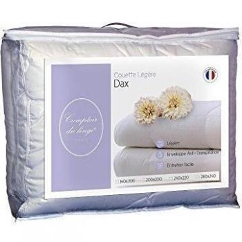 Comptoir du Linge Dax - Edredón ligero, color blanco, fibras huecas siliconadas, blanco, 200 x 140 x 5 cm